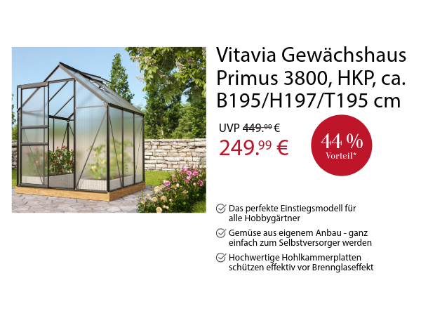 Vitavia Gewächshaus Primus 3800, HKP