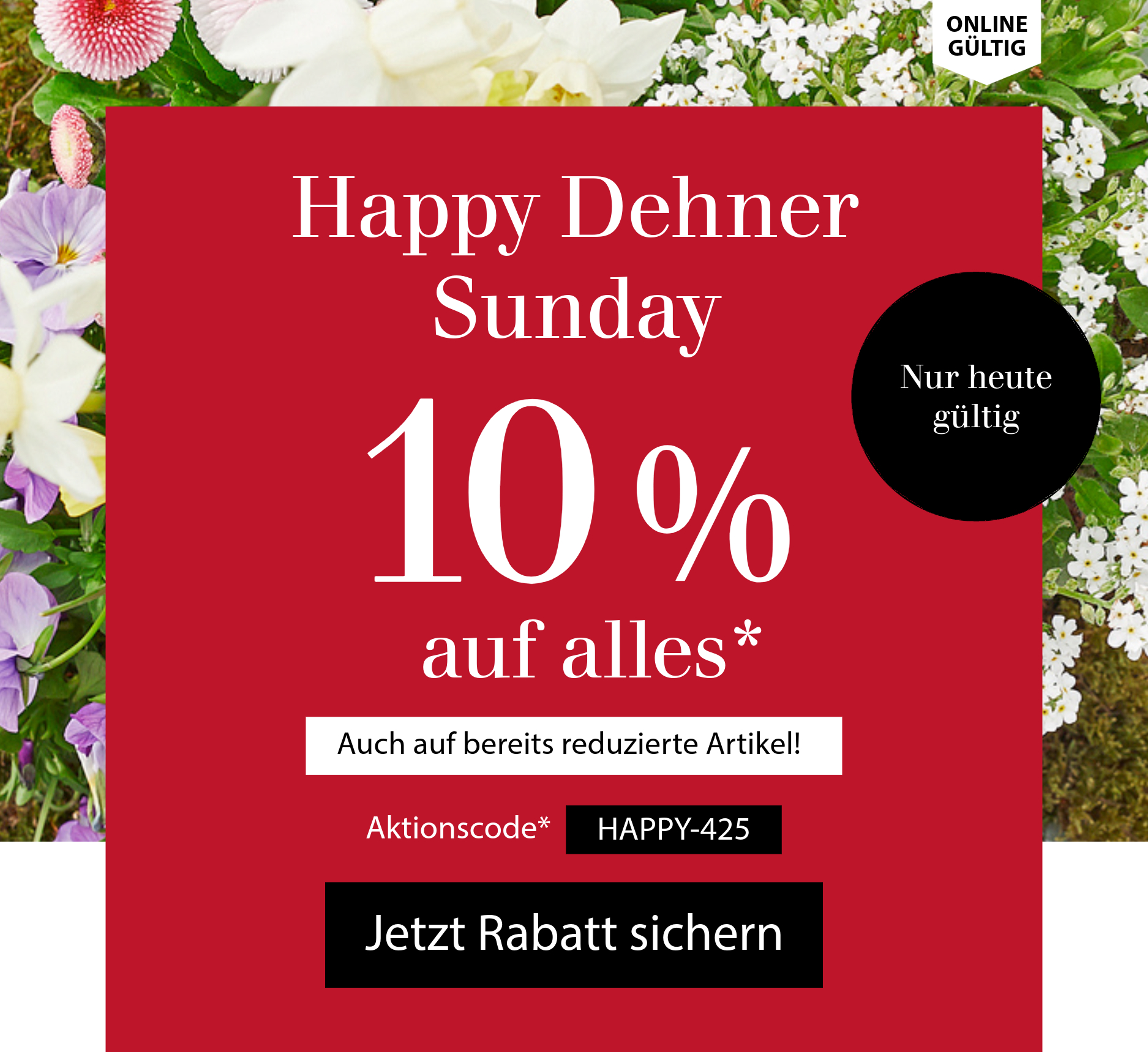 10 % auf alles - Happy Dehner Sunday - Nur heute gültig
