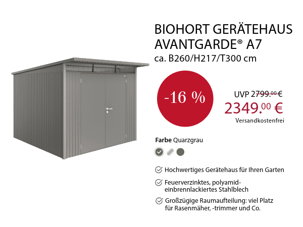Biohort Gerätehaus AvantGarde® A7, ca. B260/H217/T300 cm