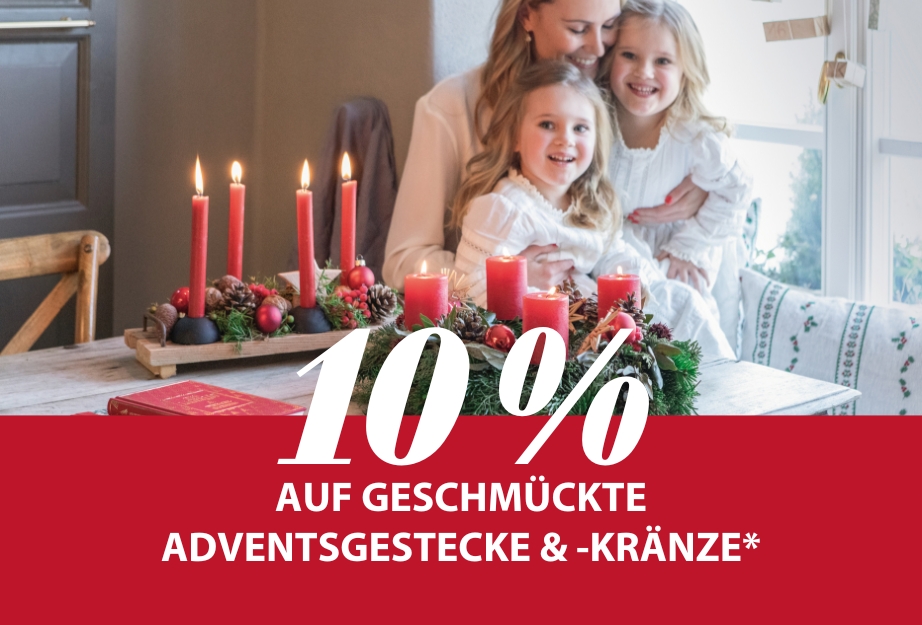 10 % auf geschmückte Adventskränze und -Gestecke mit Mein Dehner