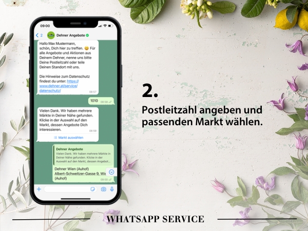Postleitzahl angeben und Markt wählen