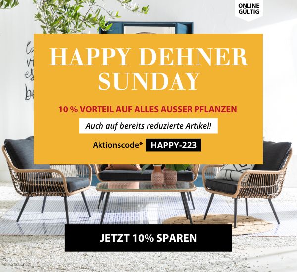 Happy Dehner Sunday: 10% auf Garten- & Zoo-Artikel